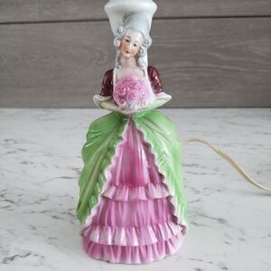 Vintage Germany 50s Porcelain Figural Table Lamp Rococo/Marie Antoinette Style